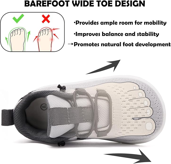 MORENDL Wide Toddler Shoes Baby Walking Shoes Girls Boys Zero Drop Minimalist Sneakers Slip On Tennis Shoe Breathable Naturally Flexible