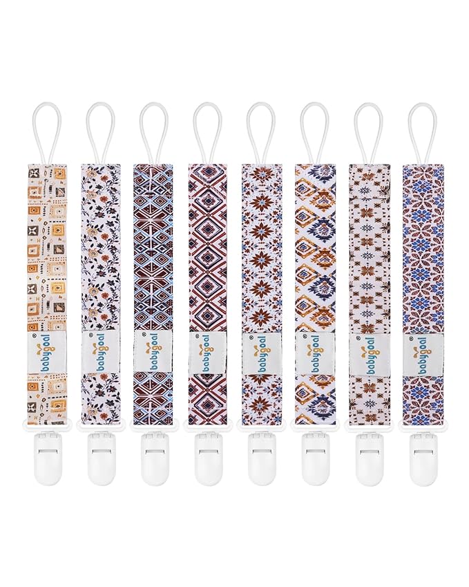 babygoal Baby Boho Pacifier Clips 8 Pack 8PB29
