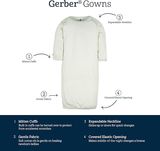 Gerber baby-girls 4-pack Sleeper Gown
