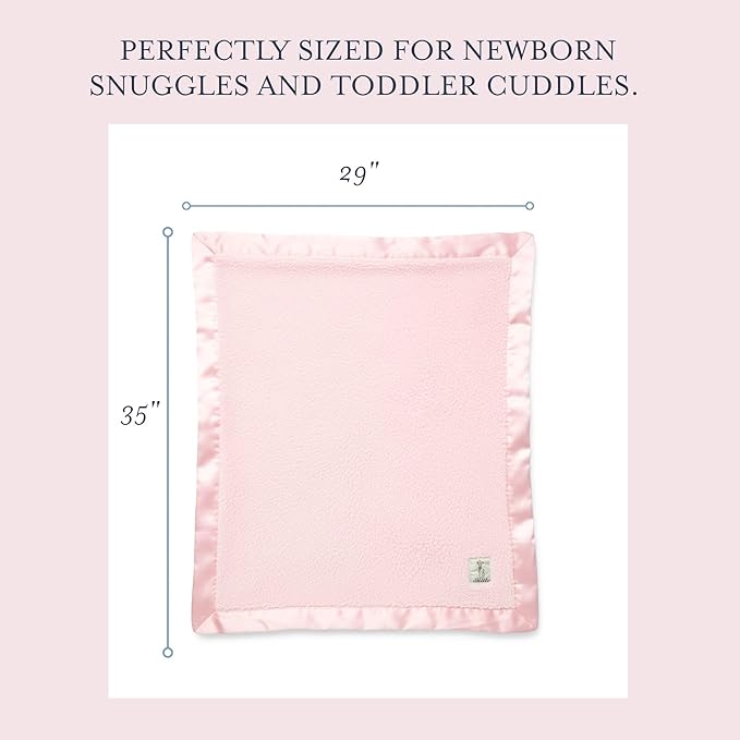 Little Giraffe Baby Blanket - Chenille Soft Blanket with Satin Trim - Baby Stroller Blanket - Newborn Baby Essentials & Gifts - 29" x 35" - Pink