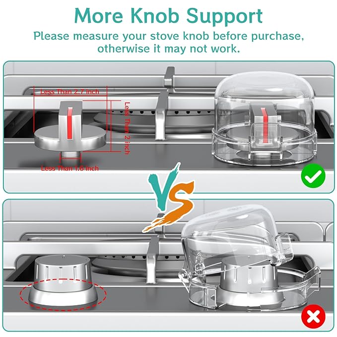 AOSITE Stove Knob Covers for Child Safety - 5 Pack Upgraded Gas Stove Knob Covers with Strong Adhesive, Double Design Childproof Oven Knob Covers for Kids and Pets, Stove Guard Baby Proofing