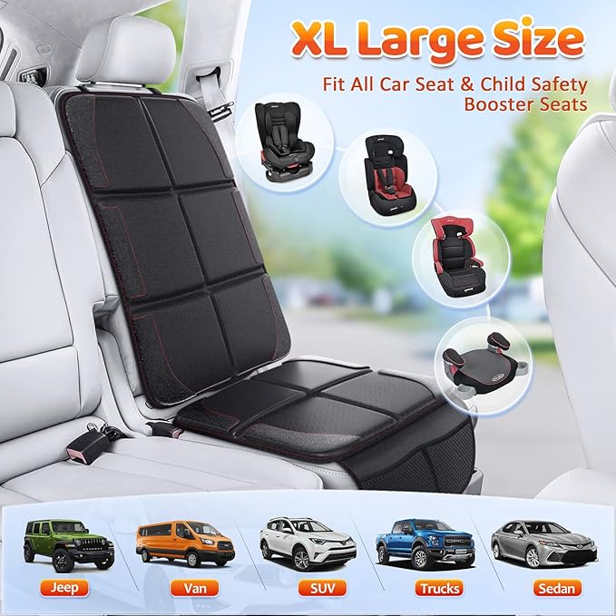 Gimars Car Seat Protector, 2 Pack, Waterproof 600D Fabric Carseat Protector Car Seat Cover for Child Car Seat with Nonslip Backing Mesh Pockets for Baby and Pet SUV Sedan Truck Leather Seats