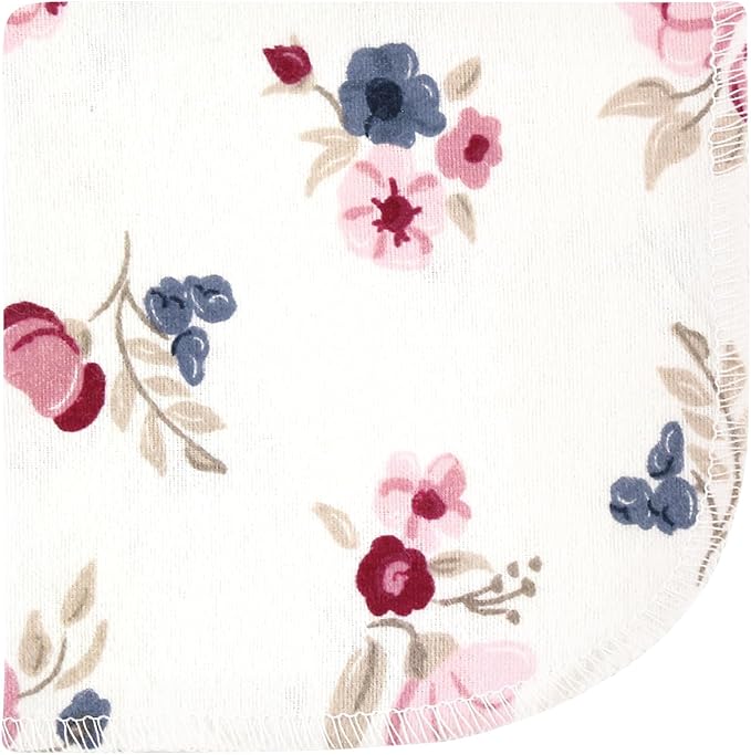 Hudson Baby Unisex Baby Flannel Cotton Washcloths, Dusty Rose Floral 10 Pack, One Size