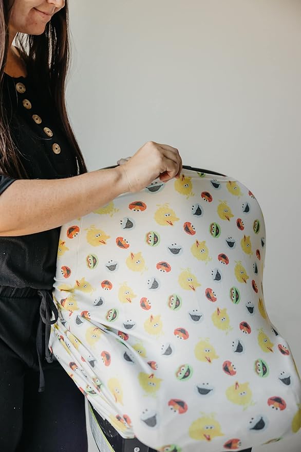 Copper Pearl Multi-Use Cover: Car Seat, Nursing, and Stroller - Stretchy Fabric, All-Season Use, Stylish Designs, Easy Access for Moms - Sesame Scribbles