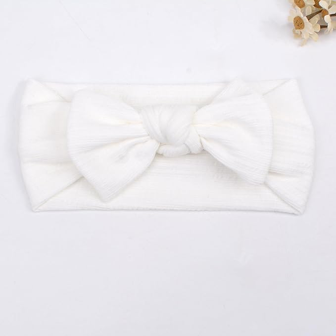 Handmade Baby Headbands Soft Stretchy Nylon Hair Bands with Bows for Newborn Infant Baby Toddler Girls- Pack of 3 (Set-B, 3 Count (Pack of 1))