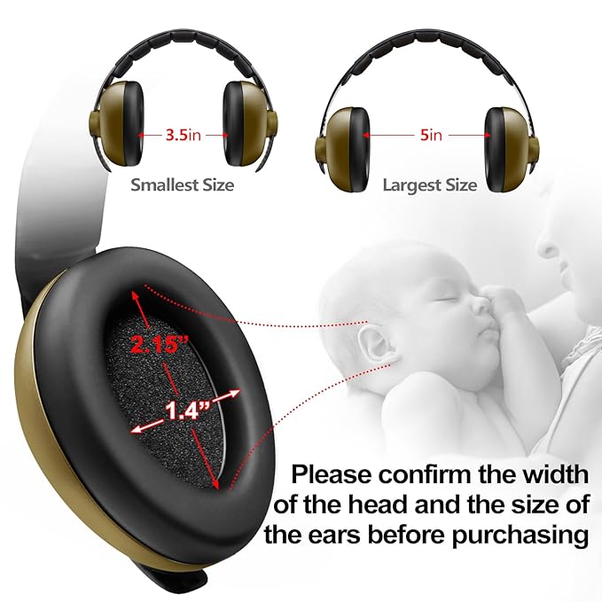 Baby Headphones - Infant Ear Protection for Babies | Baby Earmuffs Noise Cancelling Headphones 3-36 Months - Army Green