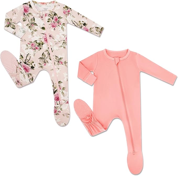HAPIU Rayon from Bamboo Baby Footed Pajamas, 2 Way Premium Zipper, Footie for Baby Boy Girls, Newborn-24 Months