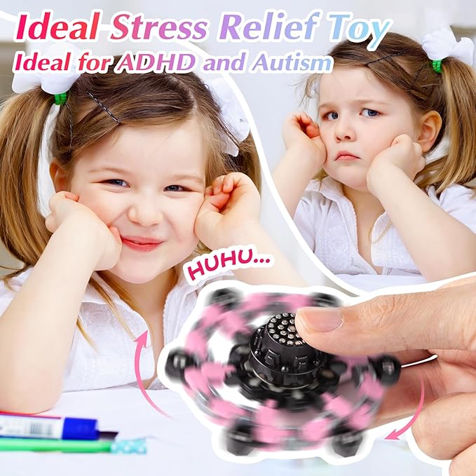 Stocking Stuffers Fidget Toys for Teen Girls, Kids Christmas Toys Gifts for Girls Ages 3, 4, 5, 6, 7, 8, 9, 10, 11, 12 +Years Old, Pink Transformable Fidget Spinners for Women Men