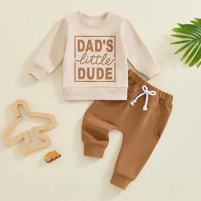 ZAXARRA Toddler Newborn baby boys Fall Outfits Long Sleeve Letter Print Sweatshirt Tops Pocket Pants Casual Clothing Sets