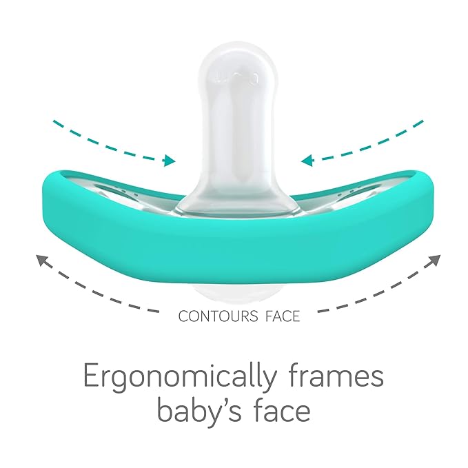 Nanobebe Baby Pacifiers 0-3 Month - Orthodontic, Curves Comfortably with Face Contour, Award Winning for Breastfeeding Babies, 100% Silicone, Baby Registry Gift 4pk,Pink/Grey