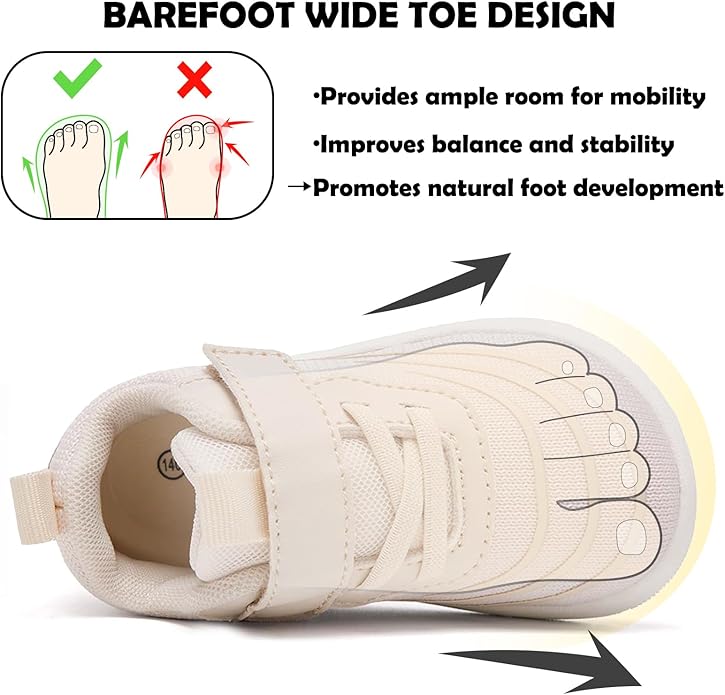 MORENDL Wide Toddler Shoes Baby Walking Shoes Boys & Girls Barefoot Sneakers Zero Drop Comfort Tennis Running Outdoor Activities