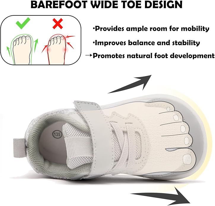 MORENDL Wide Toddler Shoes Baby Walking Shoes Boys & Girls Barefoot Sneakers Zero Drop Comfort Tennis Running Outdoor Activities