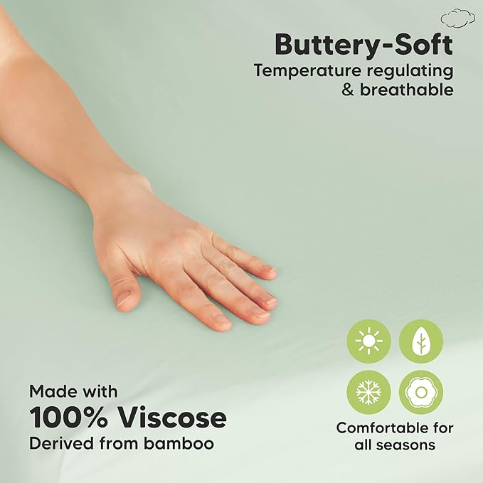 Pack and Play Sheets Fitted - 2-Pack Mini Crib Sheets for Pack N Play Mattress 38x26, Soft & Cozy, Neutral Toddler Playard Bedding, Snug Fitted Mini Baby Crib Mattress Cover Boy, Girl (Sage)