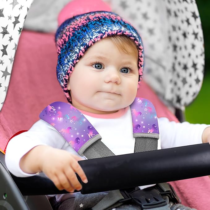Seat Belt Cover Pad for Baby, Soft Seatbelt Cushion Covers for Kids 2Pcs Car Seat Strap Shoulder Pads for All Car Seats, Stroller, High Chair, Purple