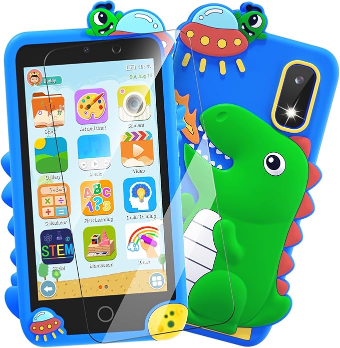 Minibear Kids Toy Smartphone, 3.97" Dual Camera Phone for Toddler, Learning Toys Play Phone with Games Music Player No WiFi for Girls Boys Age 3-12 Christmas Birthday Gifts with 32g SD Card