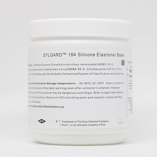 Dowsil SYLGARD 184 (Form Dow Corning) Silicone Elastomer Kit Base A + Curing Agent Solidifier B for Electrical Component Battery Board Assembly Room Temperature RT Heat Cure(1.1 lb = A 450g + B 45g)