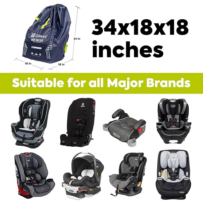 Infant Car Seat Travel Bag for Airplane - Durable Gate Check Bag for Car Seats that fits easily on Convertible Car Seats, Infant Carriers & Booster Seats (Backpack, Blue)