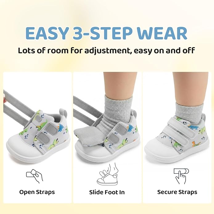 Baby First Walking Shoes Baby Girls Wide Barefoot Sneakers Lightweight Soft Toddler Shoe Non-Slip Ankle Support