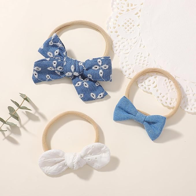 doboi 20PCS Baby Girls Hair Bows Headbands Soft Nylon Hairbands Elastic Hair Accessories for Newborns Infants Toddlers and Kids