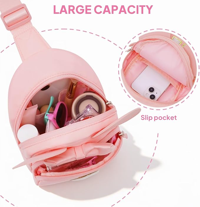 YOOLIFE Birthday Gifts for 2 3 4 5 6 7 8 Year Old Girls Kids, Initial Sling Bag Crossbody Bag for Little Girls Purse, Initial Fanny Pack for Girl Kids, Teen Girl Grandkids Gift Ideas, Pink (R)