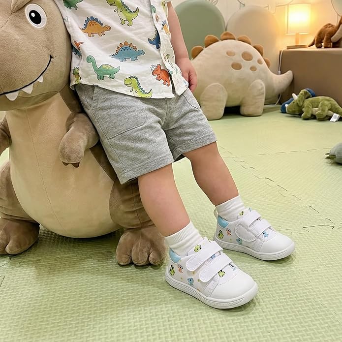 Baby First Walking Shoes Baby Girls Wide Barefoot Sneakers Lightweight Soft Toddler Shoe Non-Slip Ankle Support