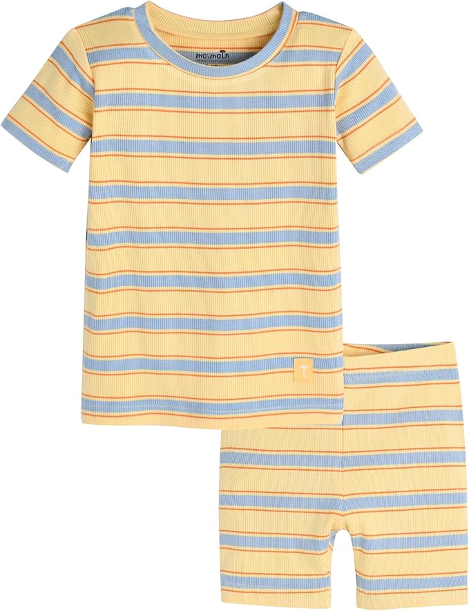 moimoln Stripe Pajamas Set 12M-8Y Ribbed Unisex Baby & Toddler, Soft Viscose, Snug-Fit, Everyday Sleepwear