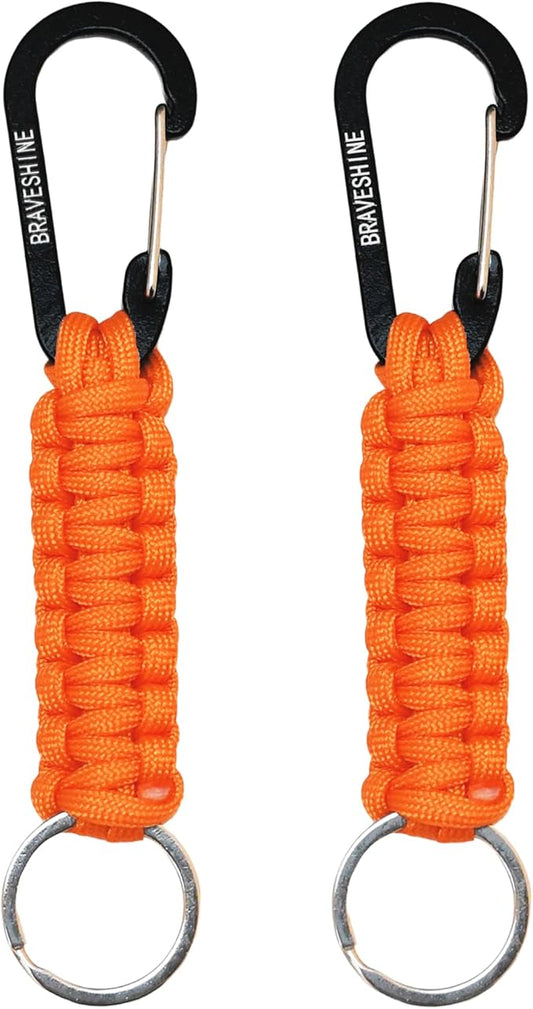 BRAVESHINE Paracord Keychain Carabiner Clip, D Ring Lanyard Hanger Stroller Hook for Water Bottle, Key, Backpacks, Men, Women