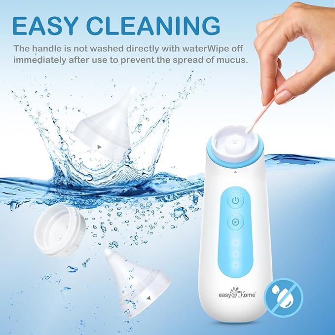 Easy@Home Electric Nasal Aspirator for Baby with LED Night Light, 3 Adjustable Suction Levels & USB Rechargeable – ENA102