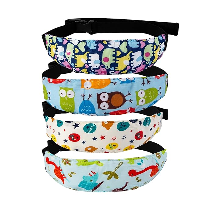 4Pack Baby Head Support for Car Seat, Adjustable Airplane Head Strap for Sleeping - Toddler Car Seat Head Support Pillow with Safety Rest Design for Infant and Child