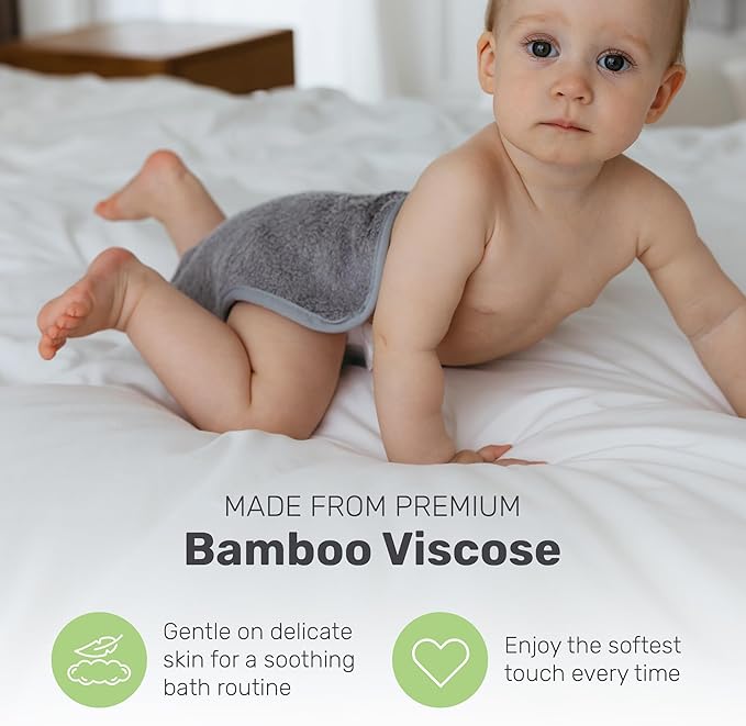 Bamboo Baby Washcloths for Newborn, Ultra-Soft & Absorbent for Gentle Bath Time Care, Durable Baby Bamboo Washcloths Made from Premium Viscose