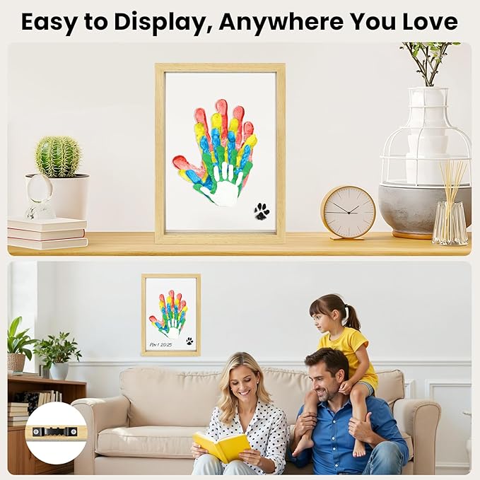 Omrhvi Family Handprint Kit, DIY Craft Keepsake, Hand Print Photo Frame, Family Gifts for New Mom, New Baby, New Parents, Grandparents, Mother's Day, Father's Day, Adoption Day, Anniversary
