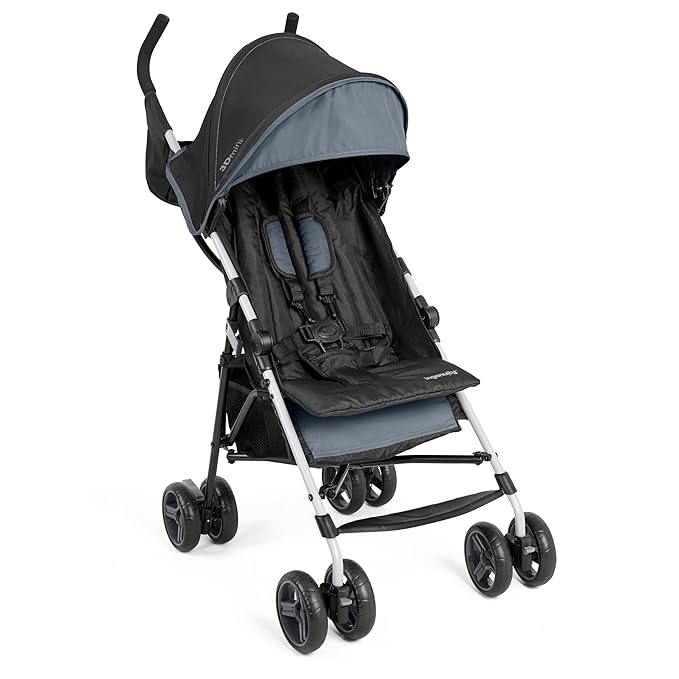 Ingenuity 3D Mini Convenience Stroller – Lightweight Stroller with Compact Fold, Multi-Position Recline, Canopy with Pop Out Sun Visor – Umbrella Stroller for Travel and More, Slate Grey