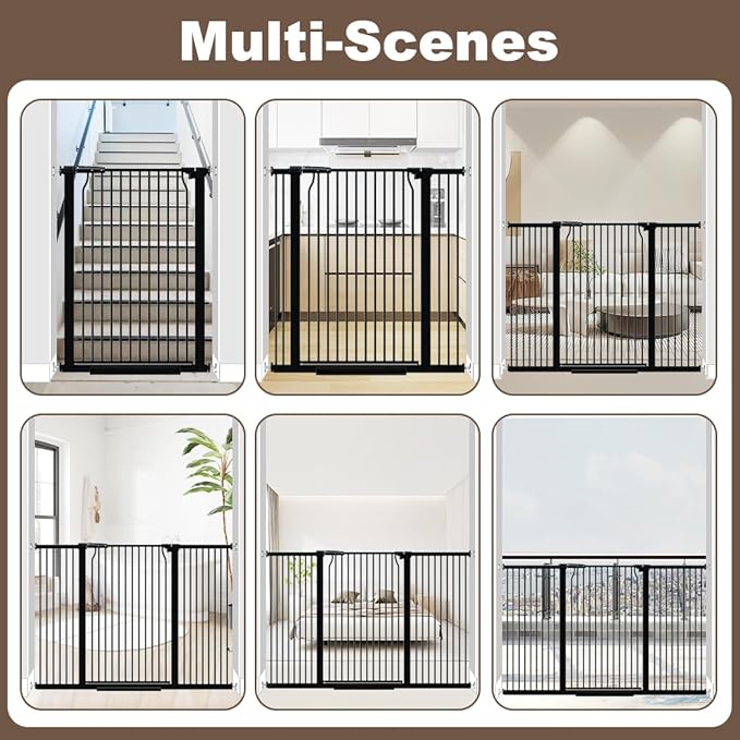 41" Extra Tall Baby Gate With Door, 40.6-54.7 In Wide Dog Gates for Doorways Stairs, Walk Through Large Pet Gate Indoor, Pressure Mounted Child Safety Gates for Kids Puppy Doggie Metal Black