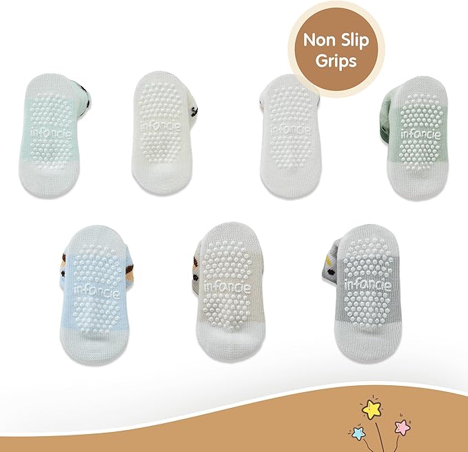 Organic Cotton Baby Socks 0-6 Months Soft for Infants Breathable, Newborn Socks Girls boys Animal Design