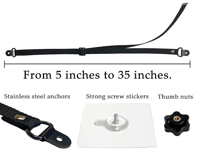 6 Pack Adjustable TV Safety Straps, No-Drill Adhesive Anti-Tip Furniture Anchors for Baby Proofing, Flat Screens Fix to Wall,Cabinet,Stand Or Desk, Earthquake Straps