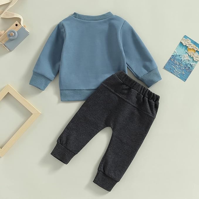 Baby Boy Fall Clothes Set Long Sleeve Crewneck Sweatshirts Pants Cute Infant Newborn Outfits 6 12 18 24 Months 2T