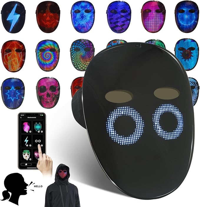 Led Mask Light up Mask with Gesture Sensing, Cool Glowing Toys Masks Great Gift for Halloween Christmas Costume Party
