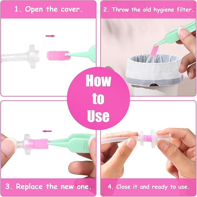 Replacement for Nosefrida Nasal Aspirator Filters, 200-Pack of Premium Nasal Aspirator Hygiene Sponges, with Nose Cleaning Tweezers (Red,200 Count)