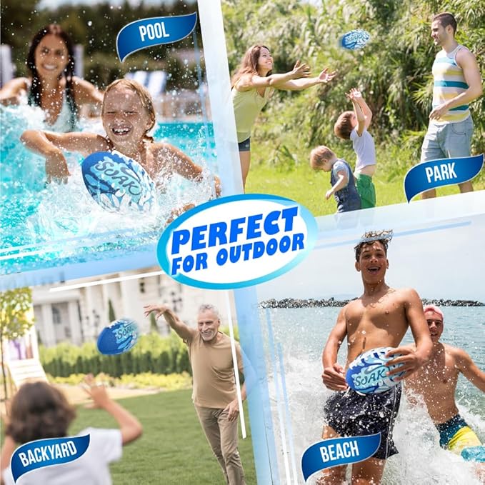 SOAK 9-Inch Water Football – Waterproof Foam Ball for Pool, Beach & Lake Games, Kids Ages and Adults, Outdoor Family Toy