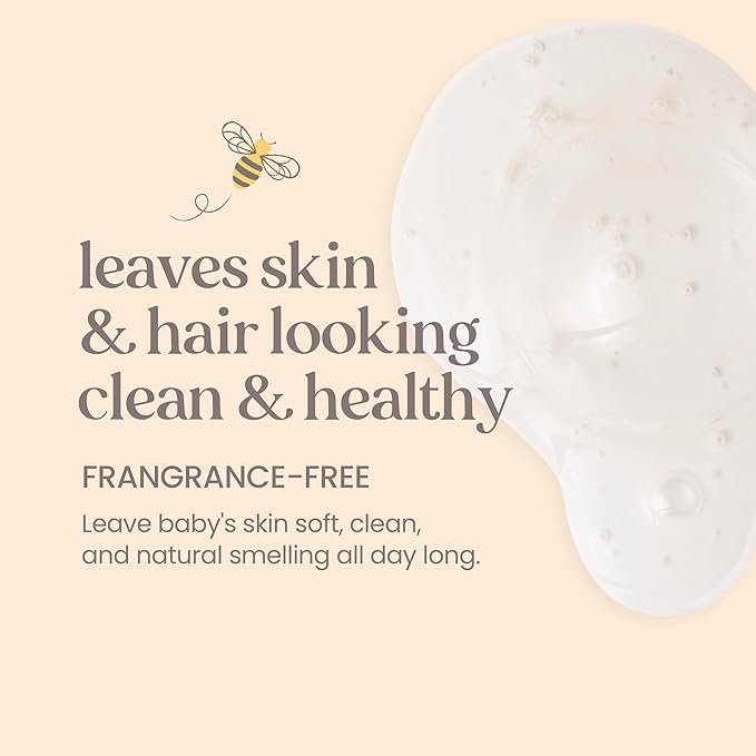 Burt's Bees Baby Shampoo & Wash, Fragrance Free & Tear Free Baby Soap - 12 Ounce Bottle, Pack of 3