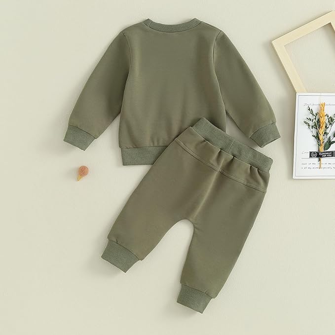 Toddler Baby Boy Fall Outfit Crewneck Long Sleeve Sweatshirt Tops Elastic Pants Jogger Cute Newborn Winter Clolthes Set