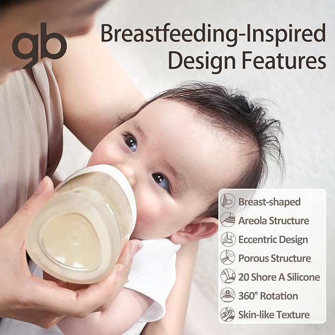 gb Feeding Series 2nd Stage Baby Bottle 8oz 240ml PPSU BPA-Free, Anti-Colic, Soft Silicone, Ergonomic Handle, Easy to Clean, Ideal for Newborn Essentials & Breastfeeding, 3-6 Months