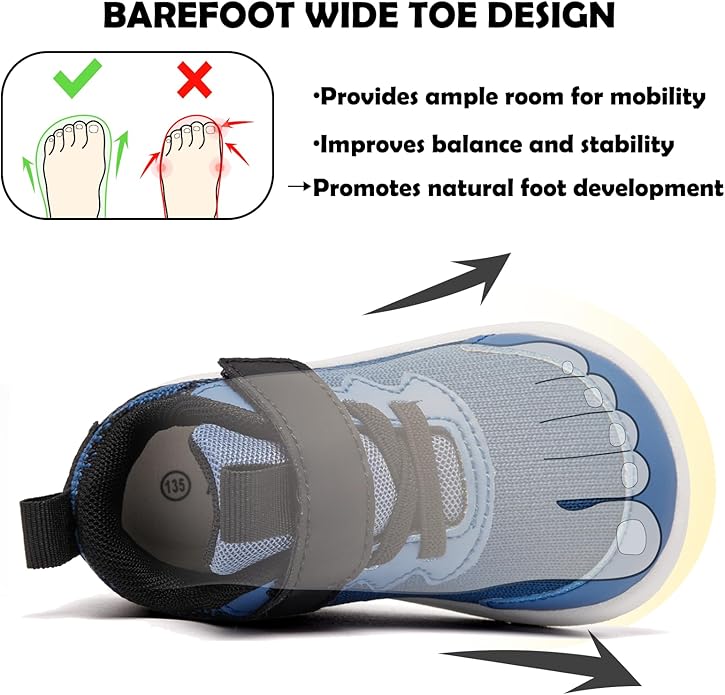 MORENDL Wide Toddler Shoes Baby Walking Shoes Boys & Girls Barefoot Sneakers Zero Drop Comfort Tennis Running Outdoor Activities
