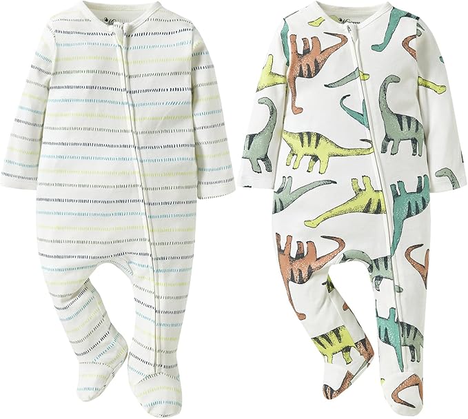 Baby Footie Jumpsuit, 100% Cotton Long Sleeve Footed Romper, Summer Outfit for 0-12 Months