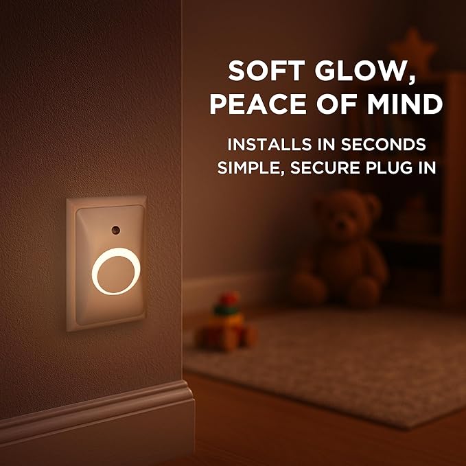 GlowGuard Childproof Outlet Covers & Night Light (2-Pack) | Secure & Tamper Resistant | Childproof, Babyproof, Toddler Proof, Child Safety Socket Cover | Light Sensor or Manual Toggle | Patent Pending