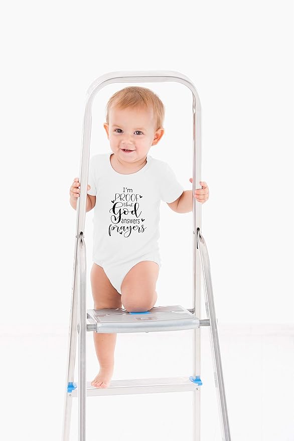 AW Fashions I'm Proof That God Answers Prayers Baby Bodysuit Cute Newborn Boy Funny Rompers Girl Clothes
