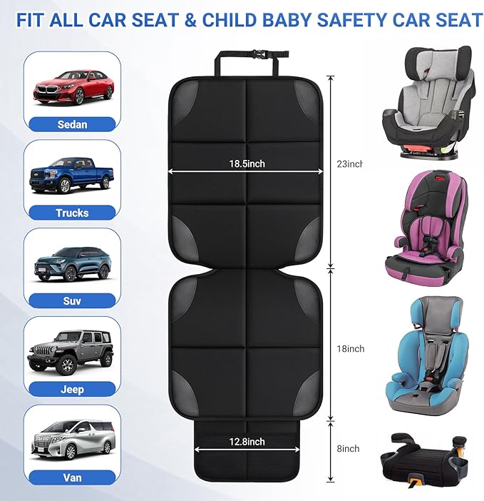 Car seat Protector 2 mesh Pocket Waterproof car seat Covers, Universal Size, Baby, pet, Children's car seat Protector, Anti Slip Bottom (2 Pieces)