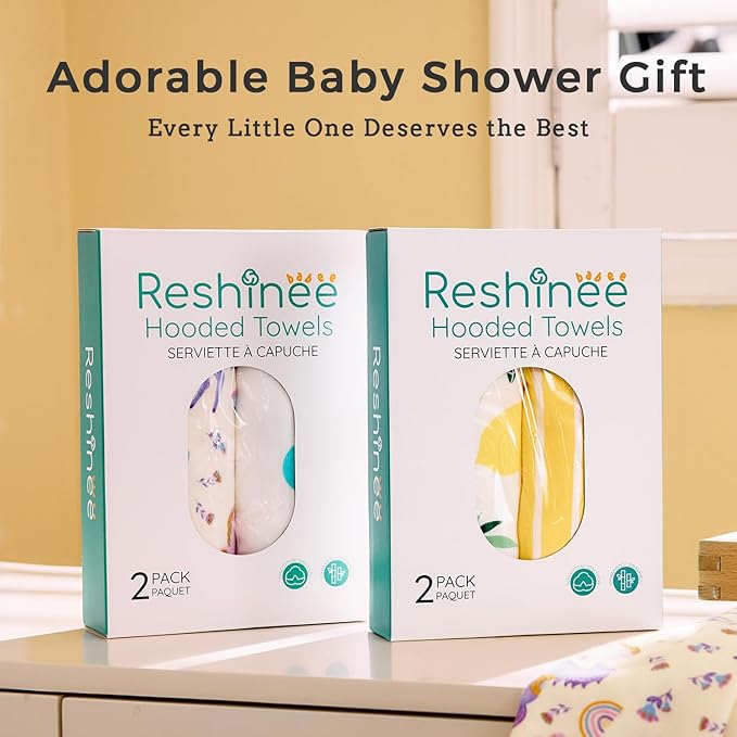 2 Pack Baby Hooded Towel,Viscose for Bamboo Baby Bath Towels Soft for Newborn, Baby Girls Shower Gifts, Bath Essential for Toddlers Girls (Unicorn, 29”x 29”)