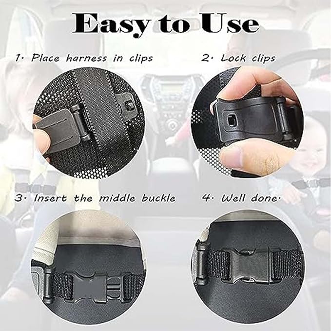 Car Seat Safety Belt Clip Buckle Lock Seat Chest Harness Clip, Universal Replacement Child Safety Belt Buckle for Strollers High Chairs, Trend Adjustable Guard(Black)