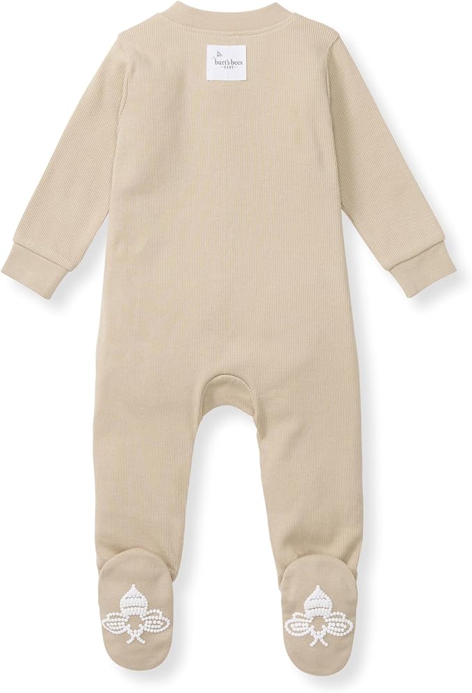 Burt's Bees Baby Boys Sleep and Play PJs, 100% Organic Cotton One-Piece Zip Front Romper Jumpsuit Pajamas